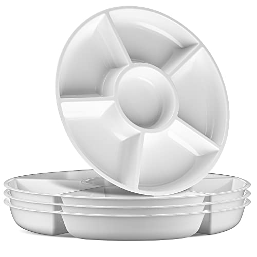 6 Sectional Round Plastic Serving Tray (White)