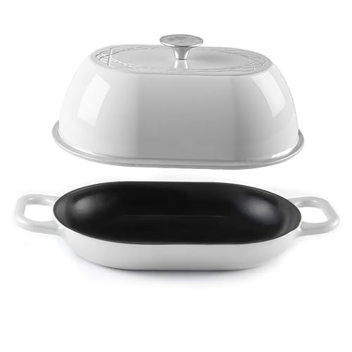 Enameled Cast Iron Dutch Oven for Professional Sourdough Bread Baking (White)