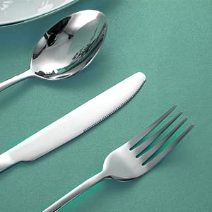 16 Piece Silverware Set with 8 Dinner Knives and 8 Dinner Forks (9.1''8Knives+8.3''8Forks)