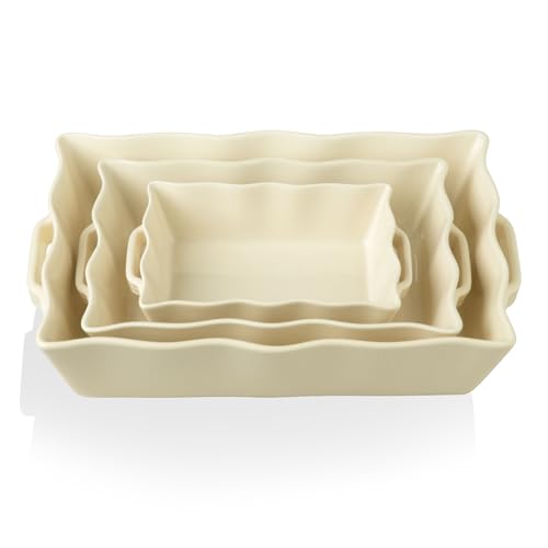 Sweejar Casserole Dishes for Oven (Beige / Baking dish(Set of 3))