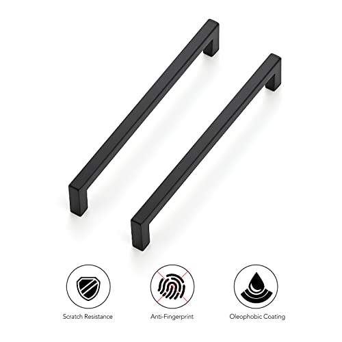 Matte Black Cabinet Handles Solid Cabinet Pulls 6 (Black / Flat Black 6-1/4'' Hole Center)