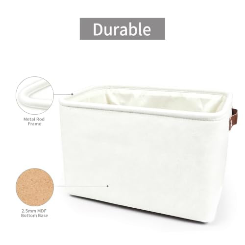 Storage Bins Large Fabric Storage Baskets for Shelves 3 Pack (Full Off-White / Large -15"x11"x9.5")