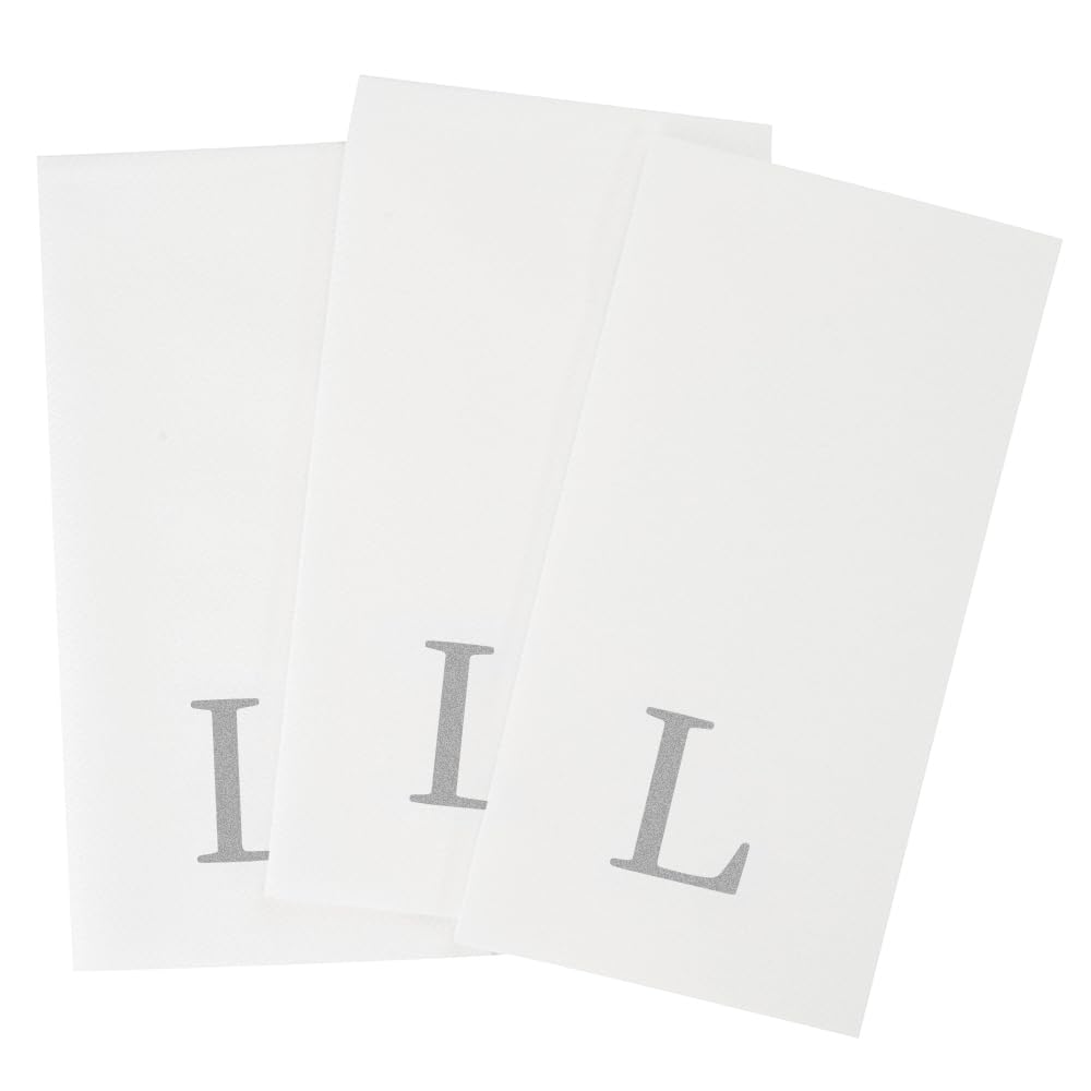 Paper Rectangle Silver Letter l Linen (Silver / 50 Count / L)