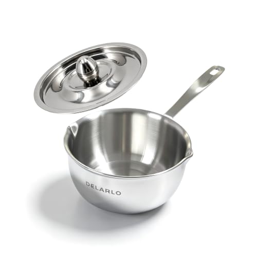 Tri Ply Stainless Steel Small Stainless Steel Pot with Pour Spout (Silver)