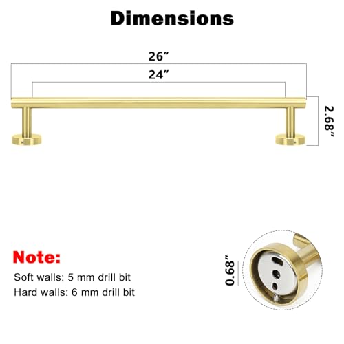 Bath Towel Bar (Brushed Gold / 26 Inch)
