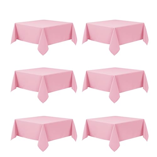 6 Pack Pink Tablecloths for Square Tables (Pink / 70x70 In, 6 Pack)