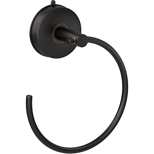 Suction Cup Hand Towel Ring Black Hand Towel Holder for Bathroom Wall SUS 304 Stainless Steel Kitchen Towel Hanger