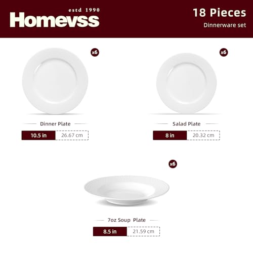 HomeVss New Bone China Embossed Waves 18pc Dinnerware Set (Waves / Service for 6 - 18pc Set)