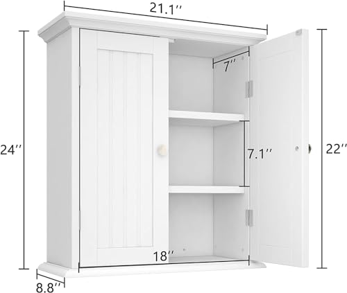 Bathroom Wall Cabinet Set of 2 (White / 8.8"D x 21.1"W x 24"H (2 pack))