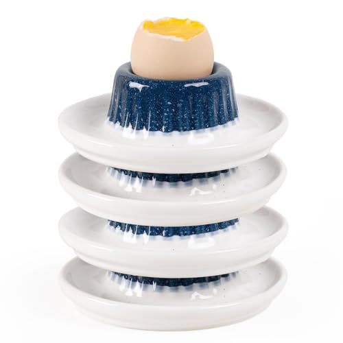 Ceramic Egg Cups (Blue&Beige -4pcs)