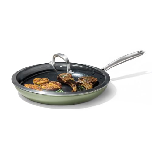 Enhanced 12” Frying Pan Skillet with Lid (12" Frying Pan Skillet with Lid / Eucalyptus Green)