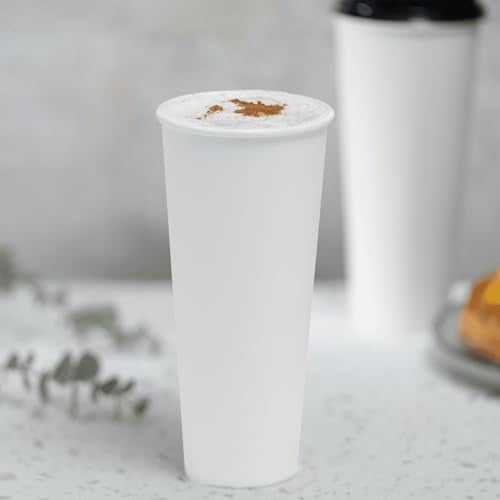 24 oz Paper Hot Coffee Cups [500 ct] White Disposable Cup for Hot (24 OZ / White)