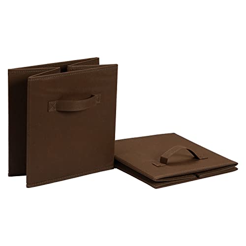 Collapsible Fabric Storage Bins with Handles (Brown / 13"x13"x13")