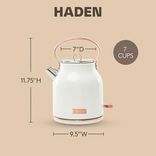 Heritage 1.7 Liter Stainless Steel Electric Kettle (Ivory & Copper)