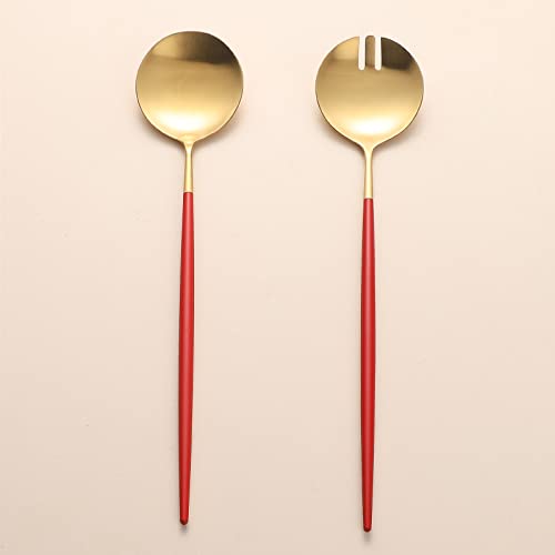 Salad Servers (Red/Gold)