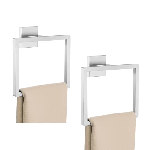 2 Piece Brushed Nickel Square Towel Ring (Brushed Nickel / 2 Pcs)