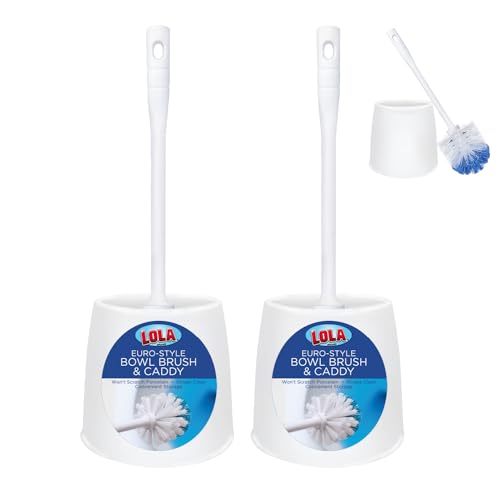 Classic Toilet Brush and Compact Space Saving Holder Set (Classic Toilet Brush & Holder / 2 Pack)