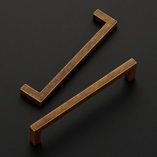 Antique Brass Cabinet Handles Solid Cabinet Pulls 5 Inch CC (Antique Brass / Flat Black 5" Hole Center)