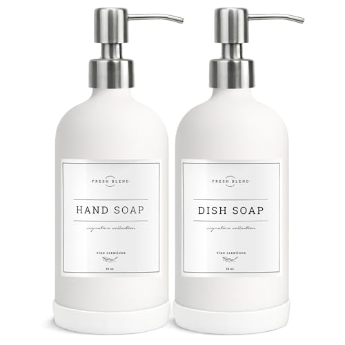 White Glass Soap Dispenser (Matte White Bottle / Silver Pump)