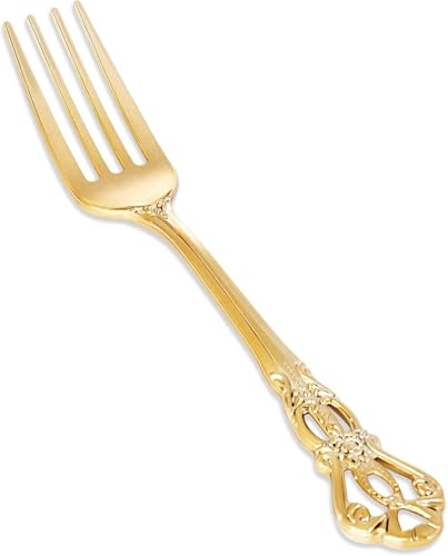 30PCS Gold Plastic Forks 8.1inch Vintage Baroque Forks for Dinners (30-Gold / Forks)