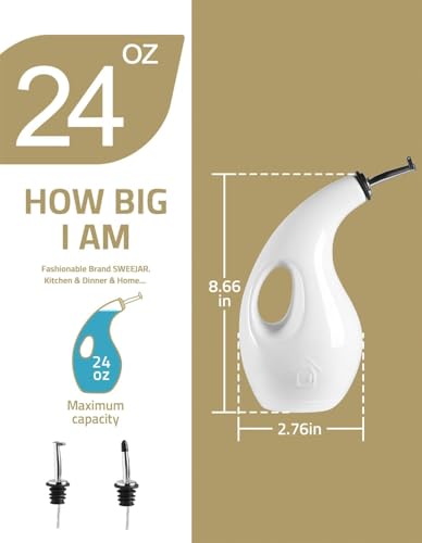 Sweejar Ceramic Olive Oil Dispenser Bottle (Fog Blue / 24 Oz(Hollowed))