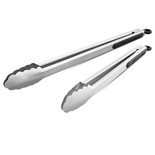 304 Stainless Steel Kitchen Cooking Tongs (14" & 16" / Black)