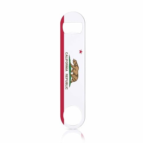 State of California Flag Stainless Steel Bottle Opener Bear National Star Insignia Landmark Flat Beer Bottle Opener Keychain for Home Kitchen Bar Restaurant Party Birthday Gift (State of California Flag)