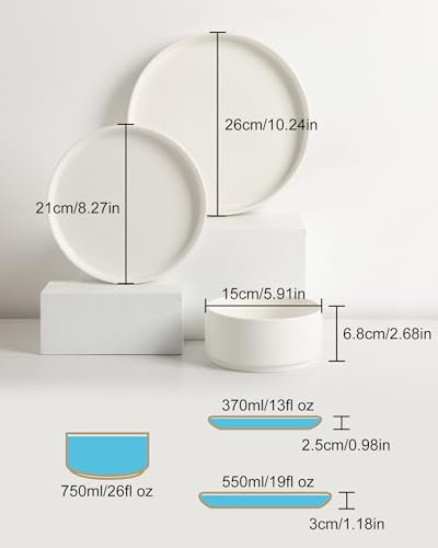 Sweejar Porcelain Dinnerware Sets for 6 (Pure White / Service for 6 (18pcs))