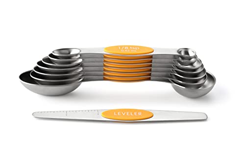 Stainless Steel Magnetic Measuring Spoons Set of 8 (Mango / 1-Pack)