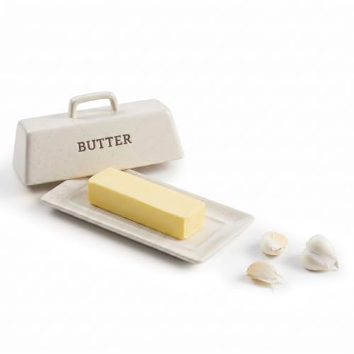 Ceramic Butter Dish with Lid (Matte Oatmeal)
