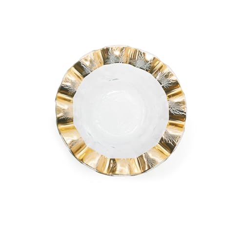 Ruffle 7.75 Inch Wine Coaster with 24k Gold (Wine Coaster)