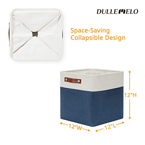 Foldable Storage Cubes 12 x 12 Organizer Bins (White&Blue / M-12"x 12"x12")