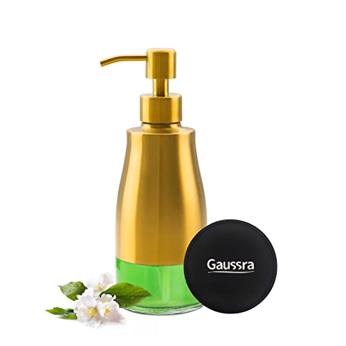 Gold Soap Dispenser with Coaster and Stickers (Brushed Gold)