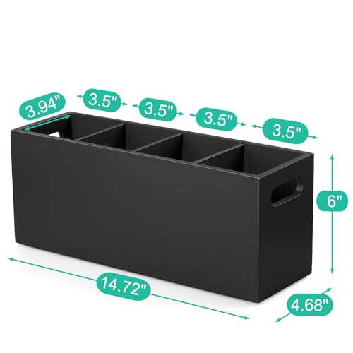 Large Utensil Holder with Removable Divider (Black / 4 Compatment)