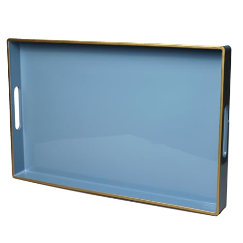 Blue Decorative Serving Tray with Handles (Pure Blue)