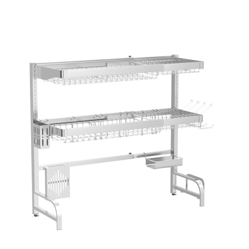 Over The Sink Dish Drying Rack (Silver / 25.5"-35.5"(W)x11.9"(L)x31.5"(H))
