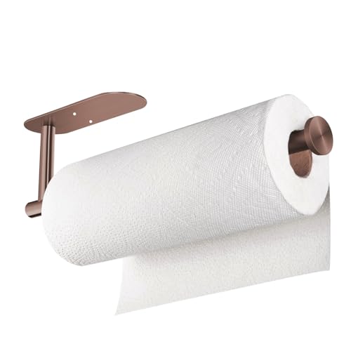Adhesive Paper Towel Holder Under Cabinet Wall Mount for Kitchen Paper Towel (Rose Gold / 1 Pack)