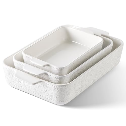 Ceramic Baking Dish Set of 3 (Bright White)