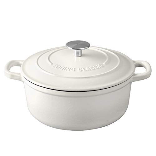 Dutch Ovens Enameled Cast Iron Covered 5.5 Quart Dutch Oven with Dual Handle for Bread Baking (White / 5.5QT)