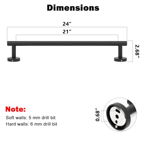 Bath Towel Bar (Matte Black / 24 Inch)