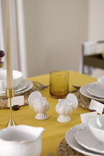 French Perle White Carved Turkey Ceramic Salt and Pepper Shakers Set (Turkey Salt & Pepper Shakers / White)