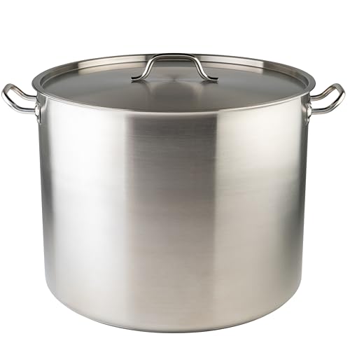 Silver 80 qt Stainless Steel Stock Pot with Cover (80 Quarts / Pot With Cover)