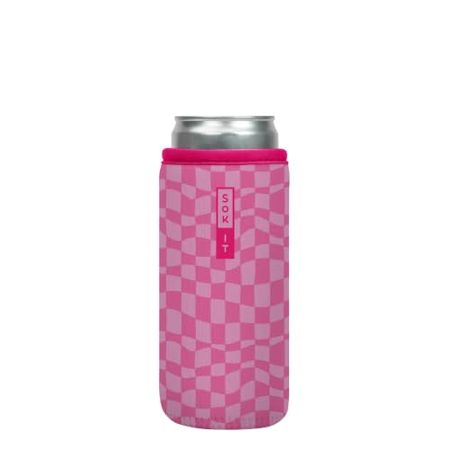 CanSok Sleeve for Beer & Soda Insulated Neoprene Cover (Pink Grand Prix / 12oz Slim Can Sleeve)