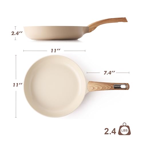 11inch Ceramic Nonstick Frying Pan Paella Pan (11 Inch / CERAMIC Taupe)