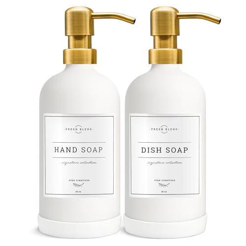 Glass Soap Dispenser (Matte White Bottle / Gold Pump)