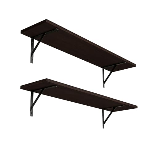 Wall Shelves 23.6" Long Floating Shelves with Metal Brackets (Espresso / 23.6 Inch)