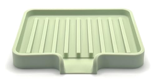 Silicone Soap Dish Tray and Sponge Holder with Drain Chute (2 Count)