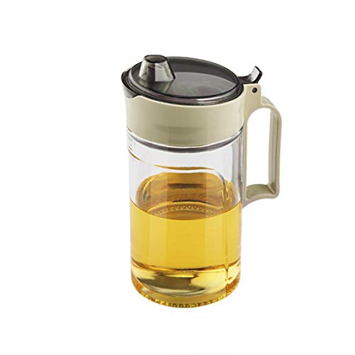 Oil Dispenser Vinegar Dispenser Maple Syrup Dispenser Glass Bottle Cruet No Drip Plastic Bottle Spout with Protective Cap drip Free Pour spout restarant 22Oz (Beige-650ml)