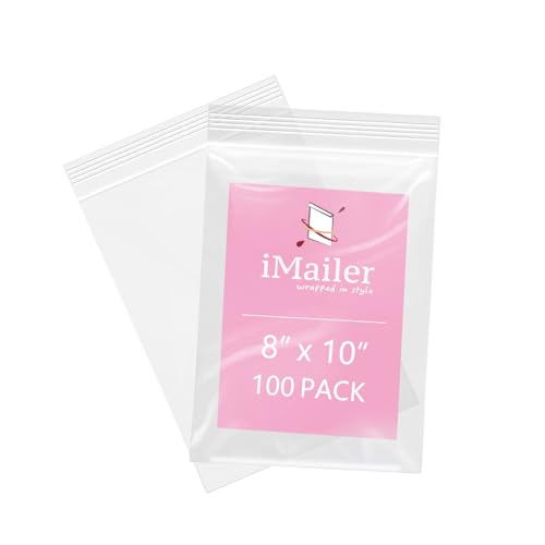 100 Pcs 8" x 10" Plastic Zip Poly Bags (100 Count)
