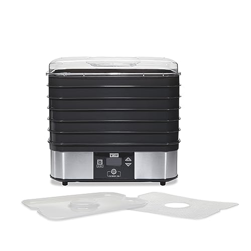 Food Dehydrator Machine for Jerky (Digital Temperature Control (100-160F) / 6 Stackable Trays (7.4 sq. ft.), Black)